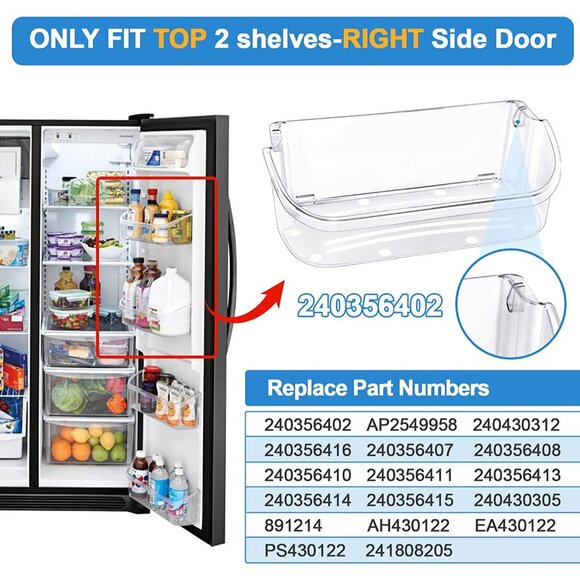 for Frigidaire Refrigerator Door Bin | Top Shelf Upgrade | Replaces 240356402 - Picture 3 of 8